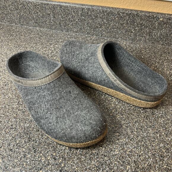 Haflinger Grizzly Wool Clogs Slippers Mens EU 46 US 13 Gray Slip On Comfort Mule - Picture 1 of 10